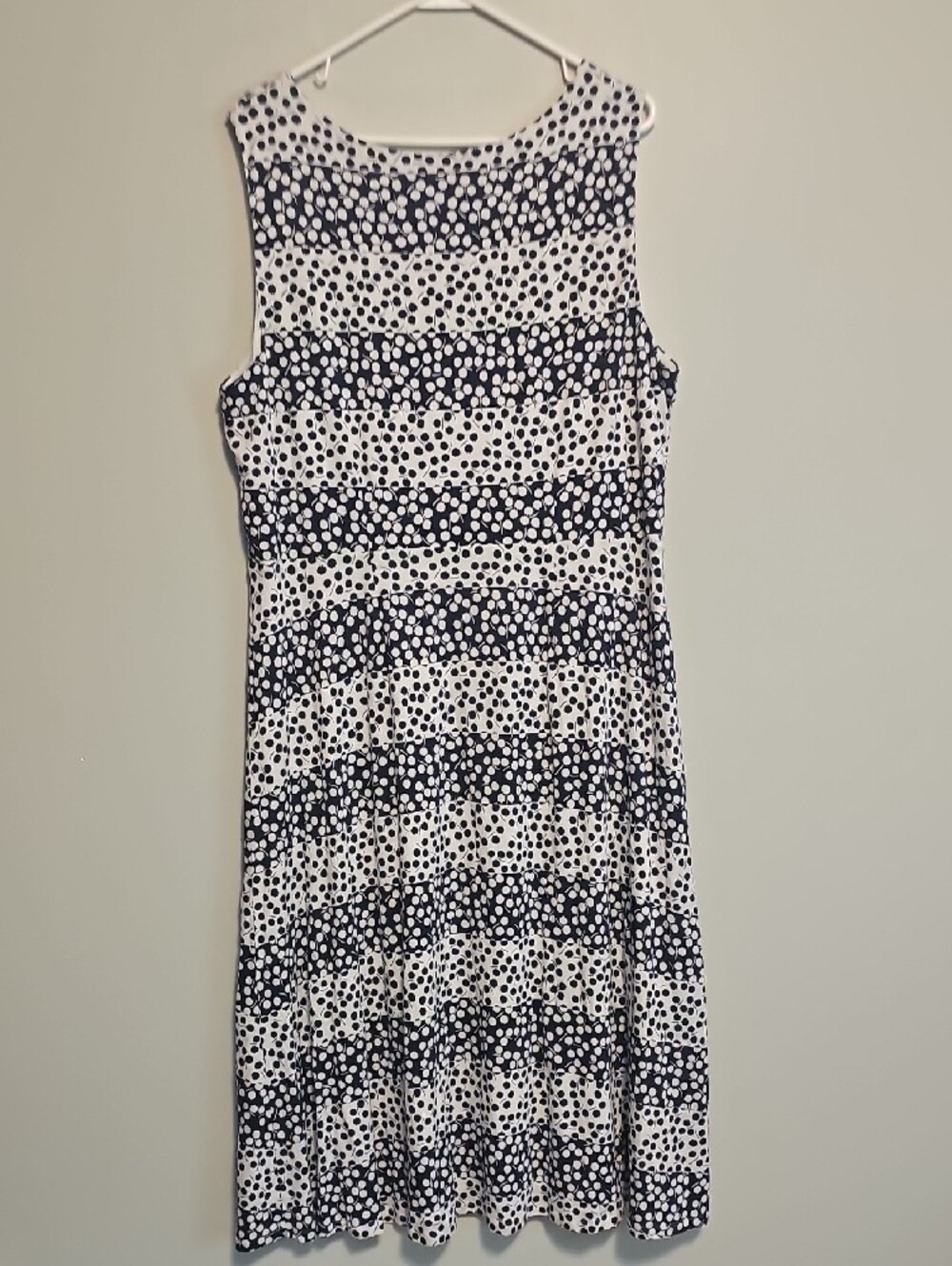 Boden Navy and White Polka-flowers Stripe Midi Dress Sleeveless - Picture 4 of 6